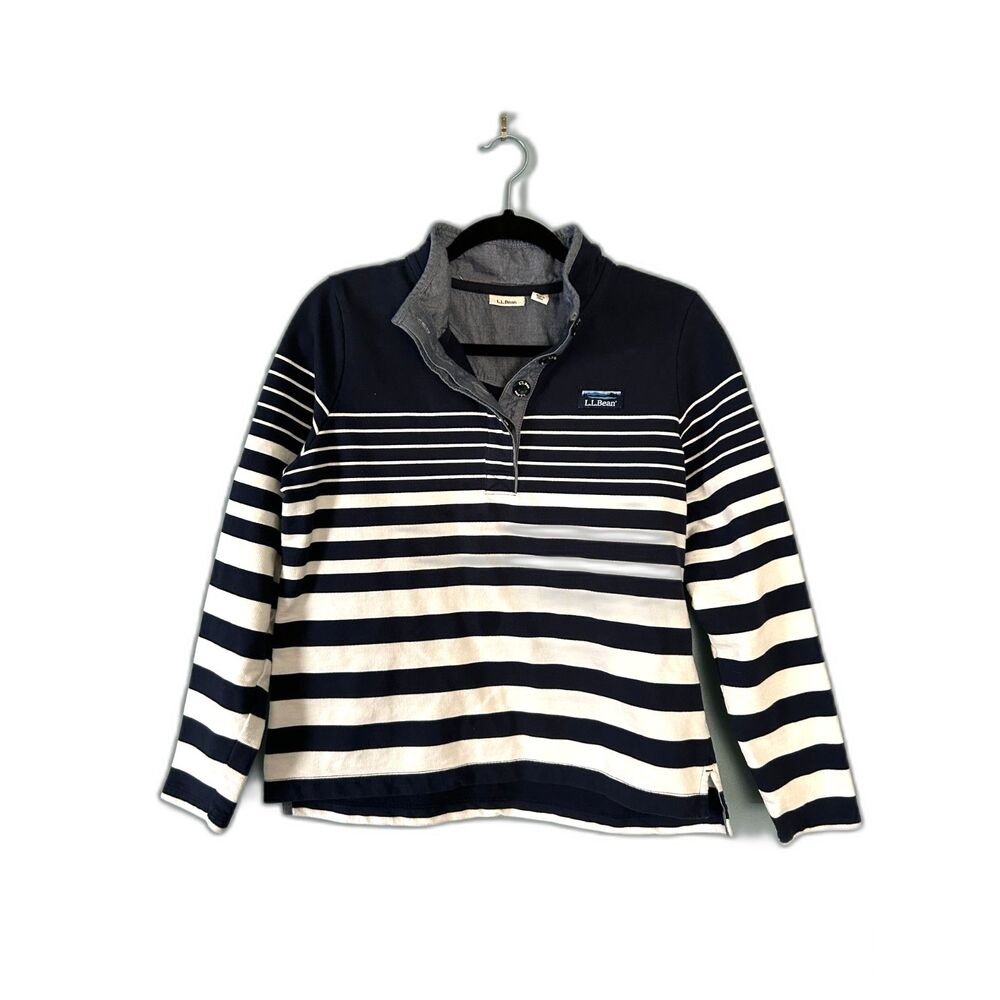 LL Bean Women's Organic Cotton Sweatshirt Quarter Button Pullover size medium